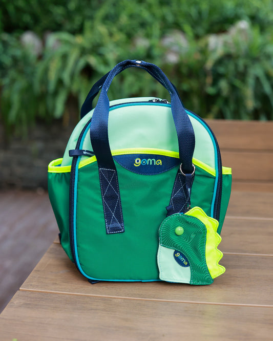 The goma kids backpack in Dino Green